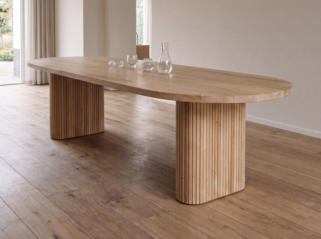 Plat ovale eiken eettafel Malin