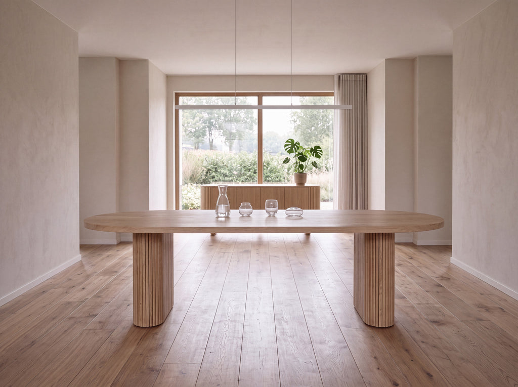 Plat ovale eiken eettafel Malin