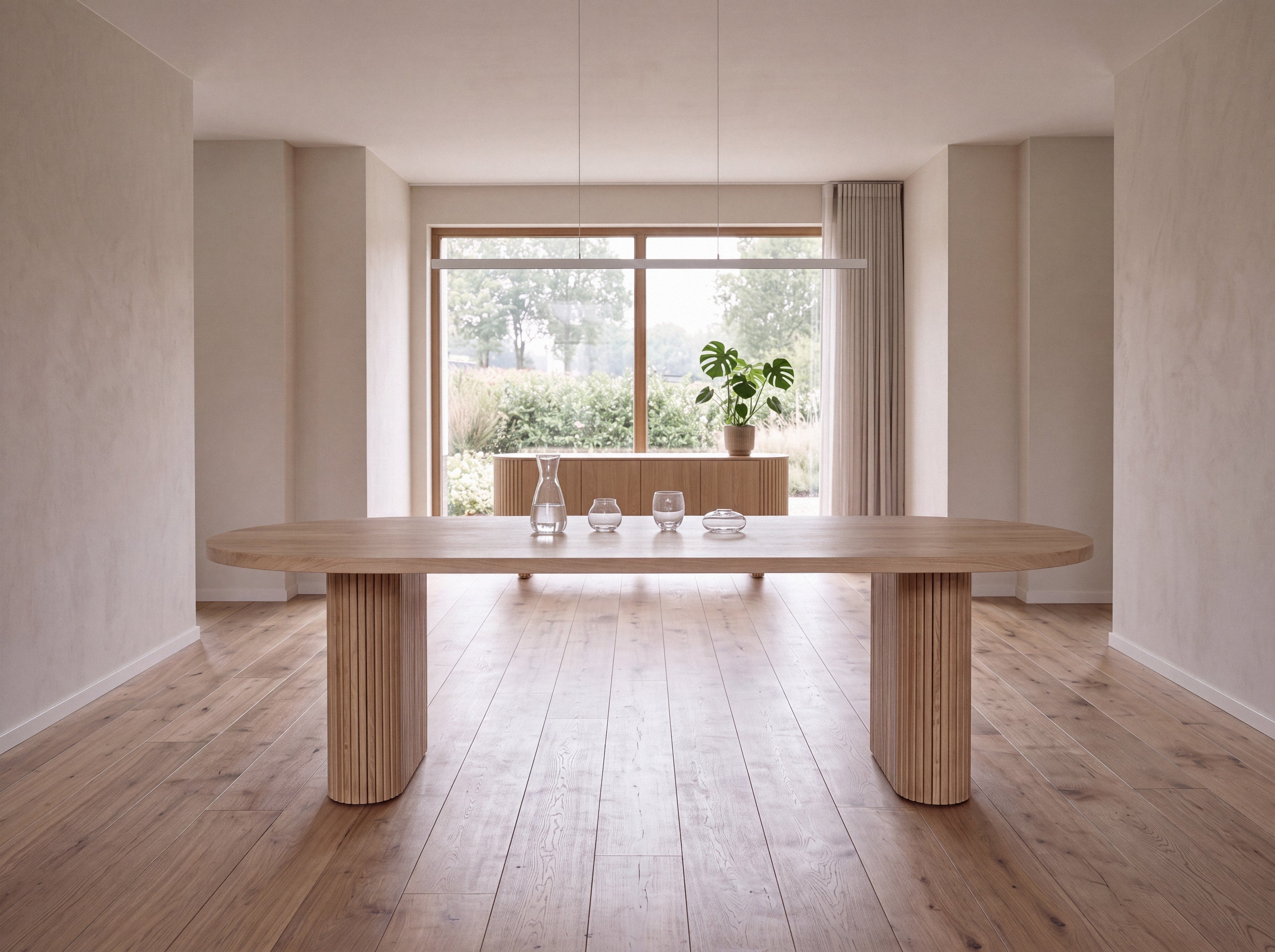 Plat ovale eiken eettafel Malin