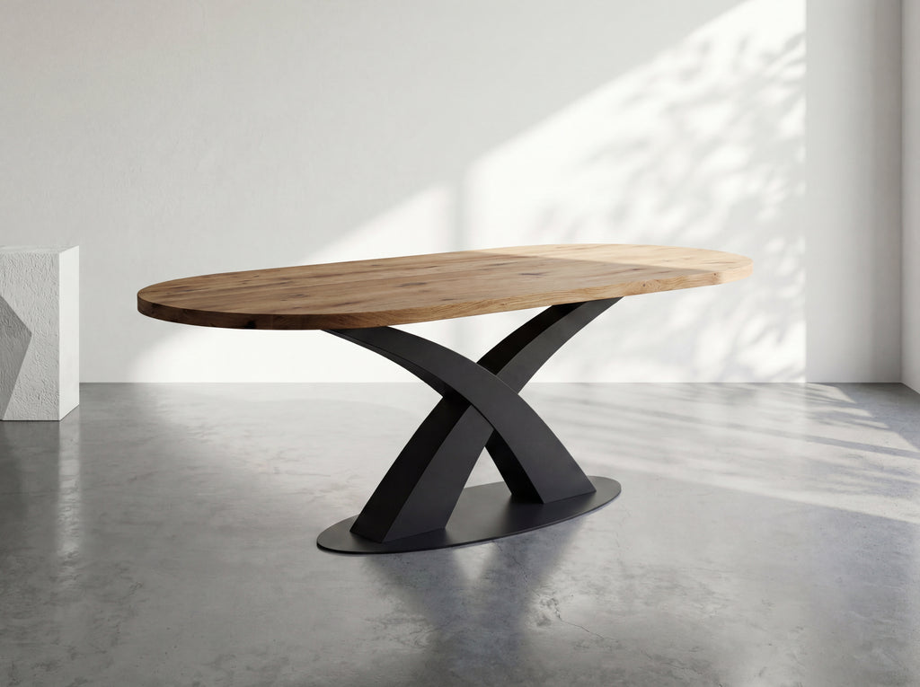 Plat ovale eiken eettafel Annelie