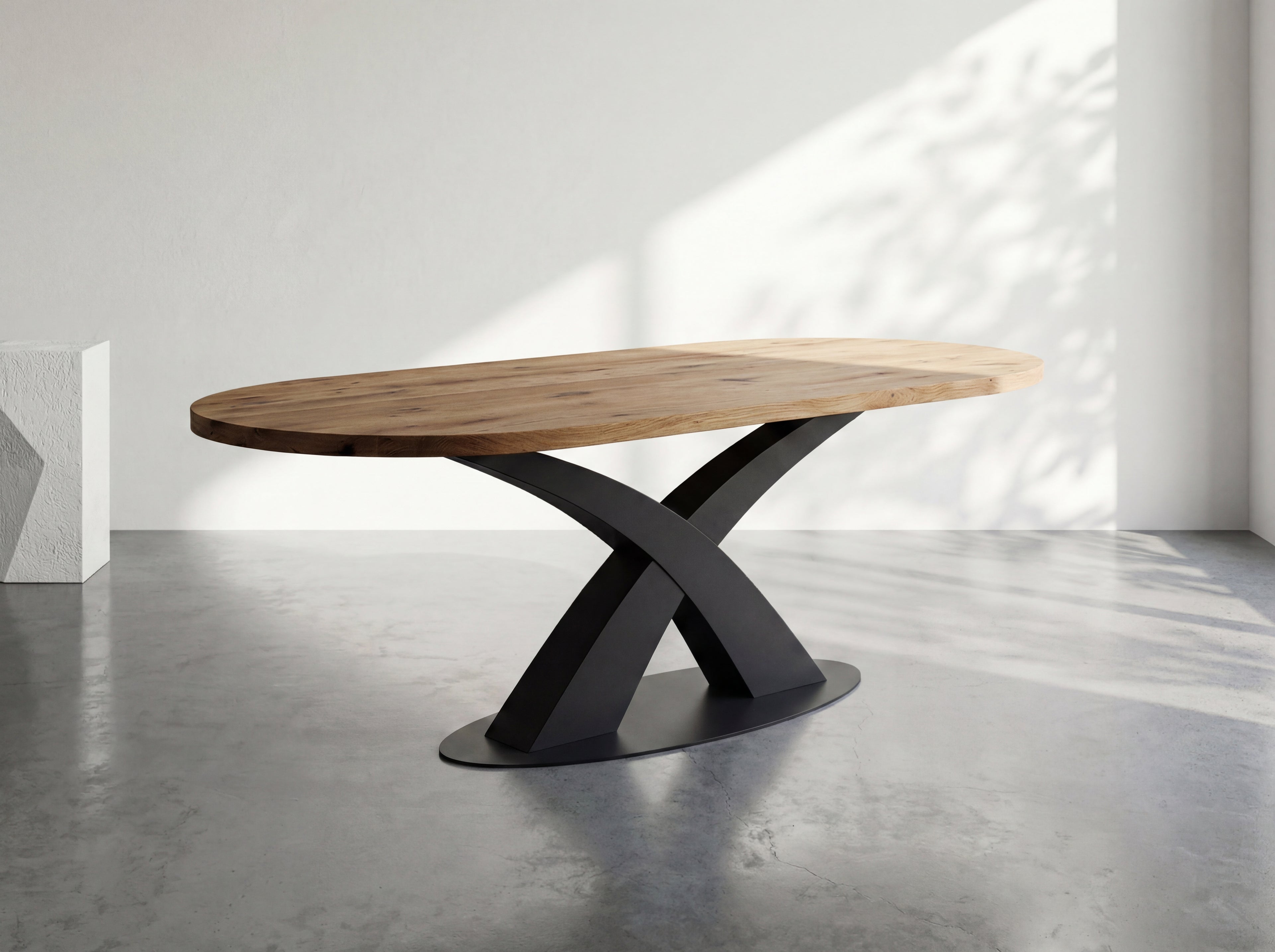 Plat ovale eiken eettafel Annelie