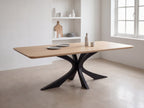 Rechte eiken eettafel Heide ronde hoek