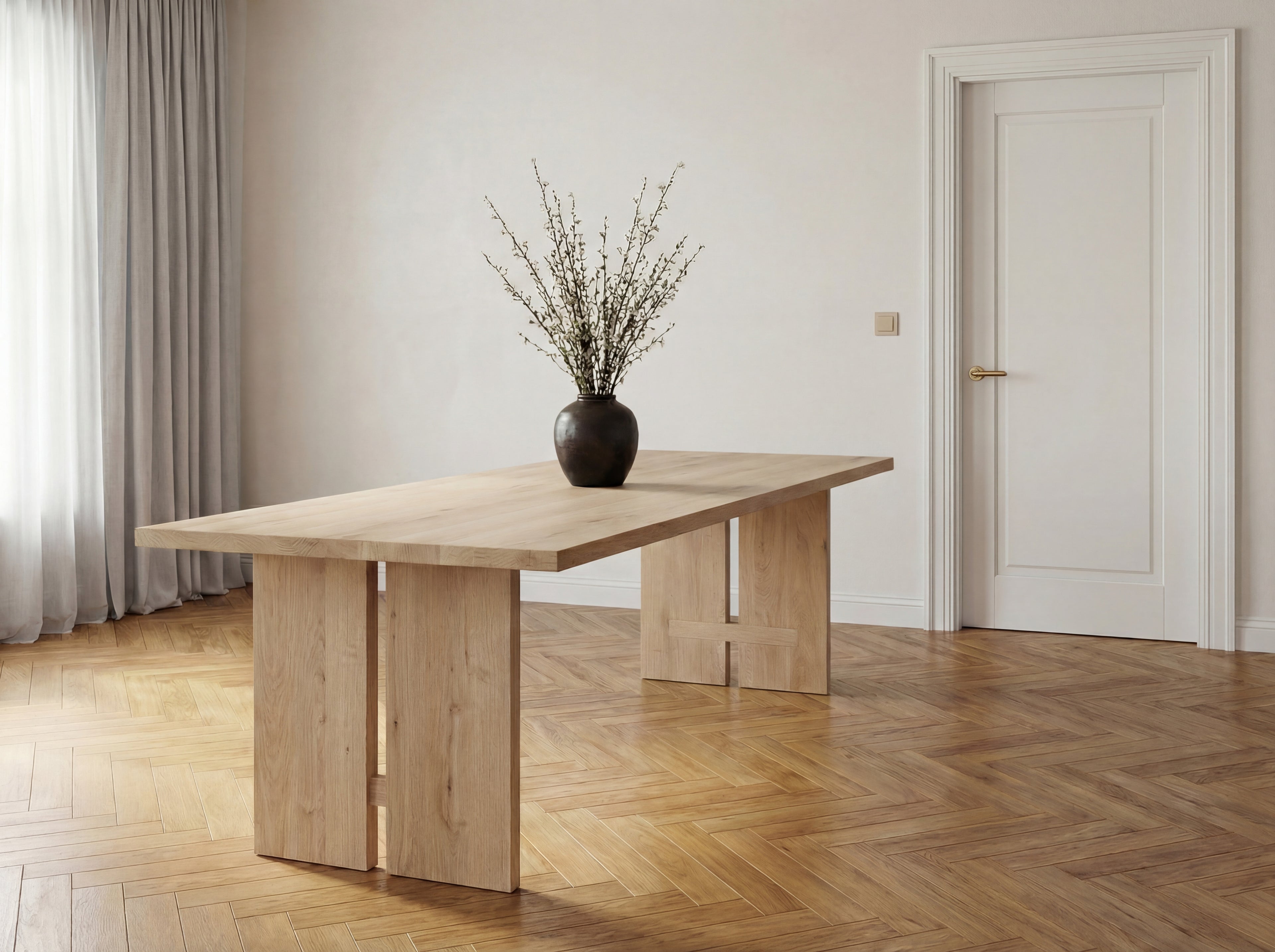 Rechthoekige eiken eettafel Ingemar