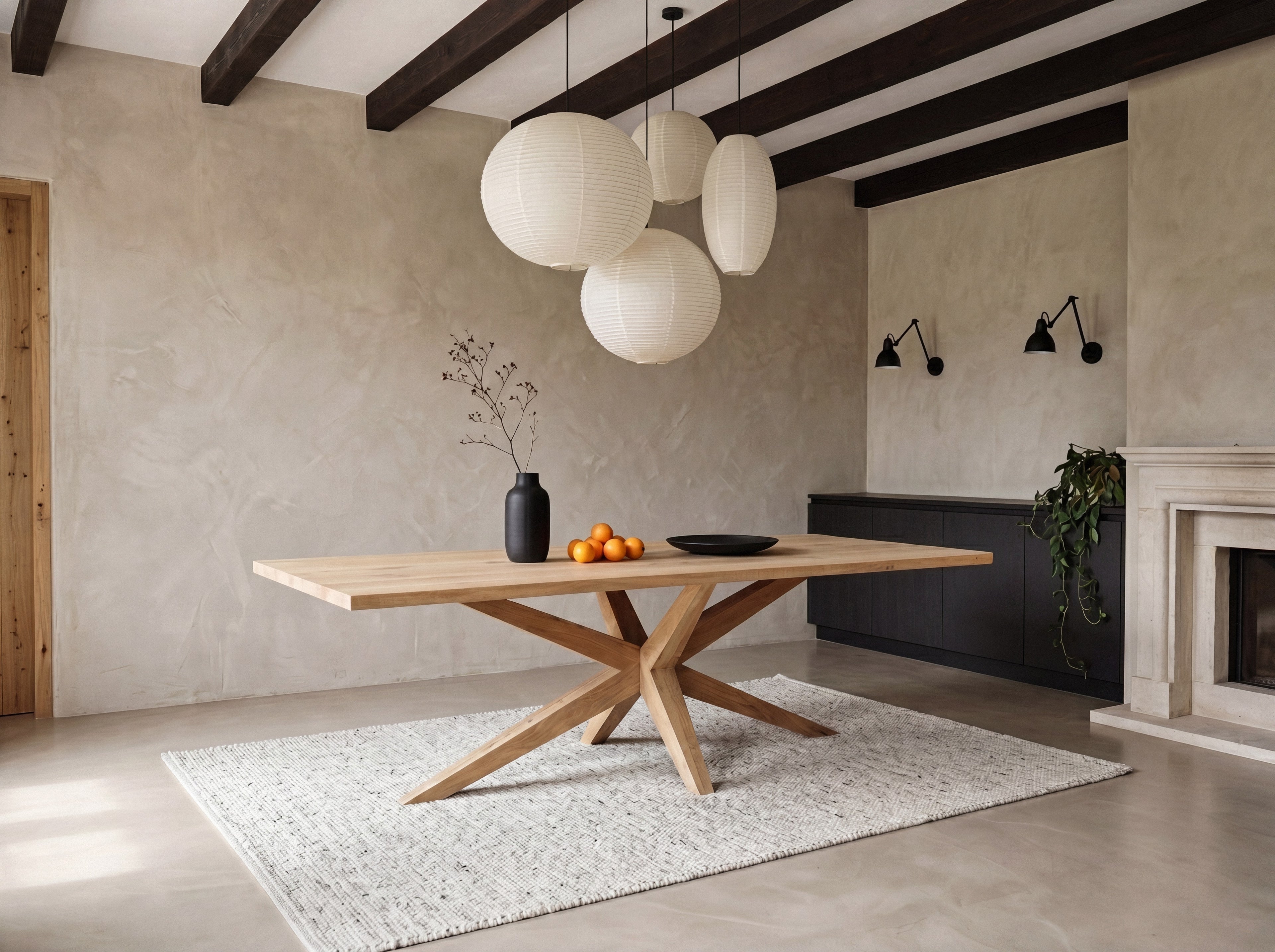 Rechthoekige eiken eettafel Kay