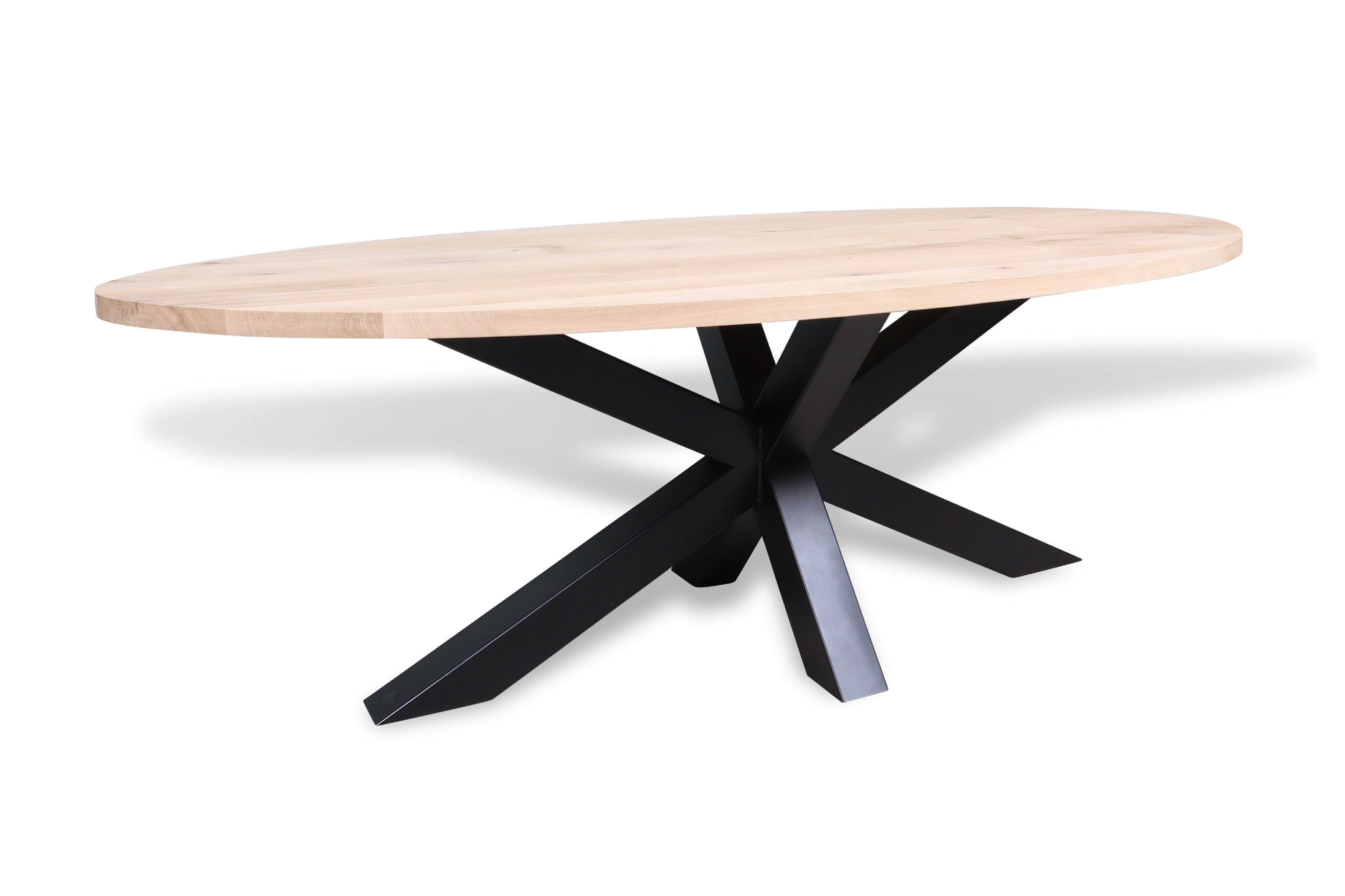 Ovale eiken eettafel Sigrid rechte rand