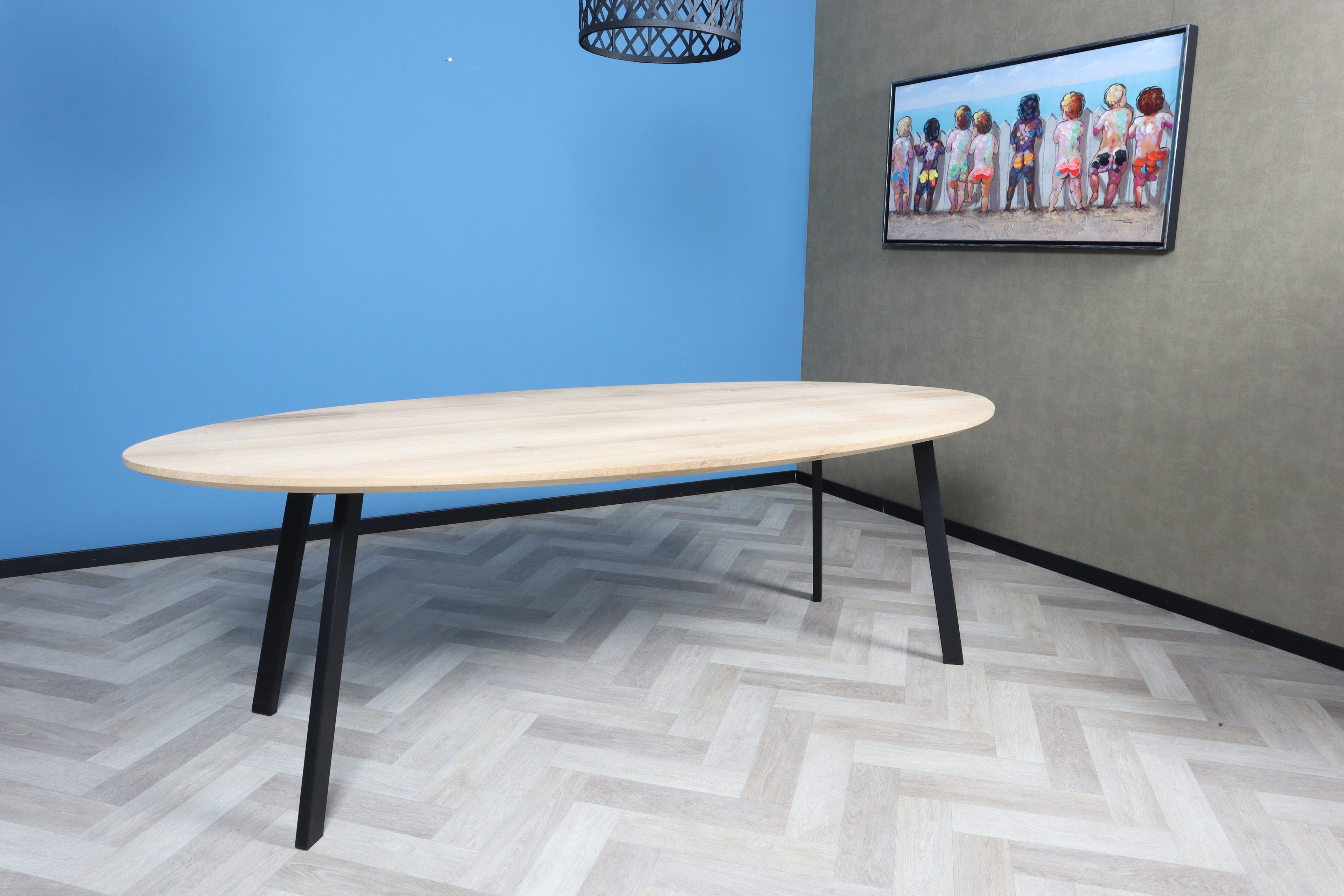 Ovale eiken eettafel Thorben facet rand