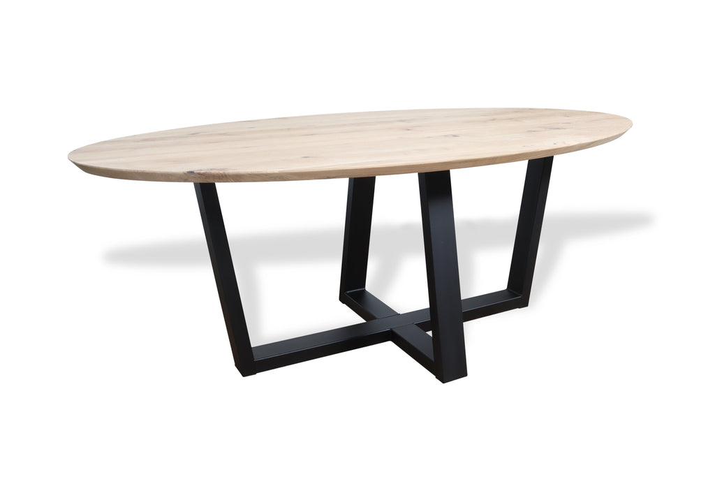 Ovale eiken eettafel Tippie facet rand