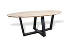 Ovale eiken eettafel Tippie facet rand