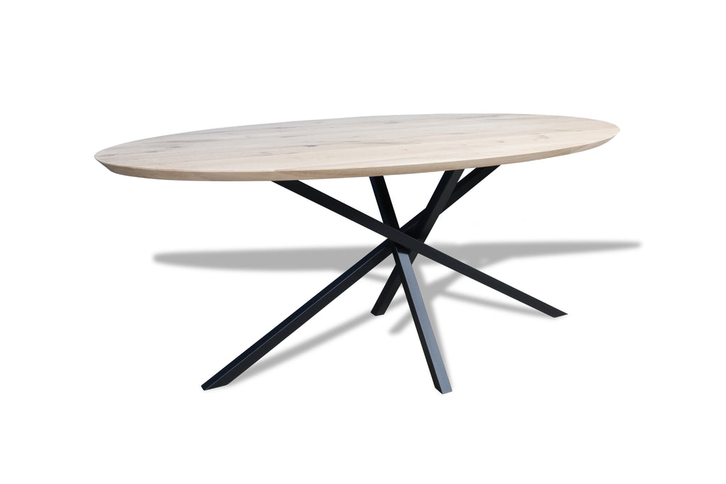 Ovale eiken eettafel Tiril facet rand