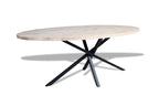 Ovale eiken eettafel Vendela rechte rand