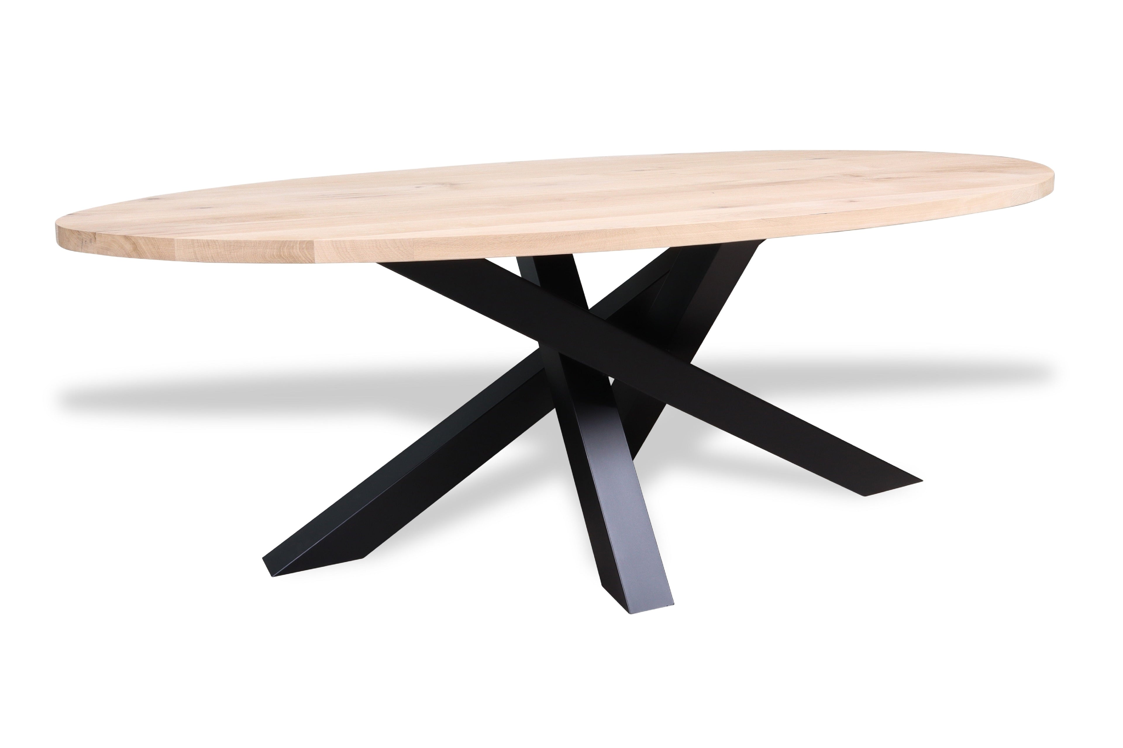 Ovale eiken eettafel Vidar rechte rand