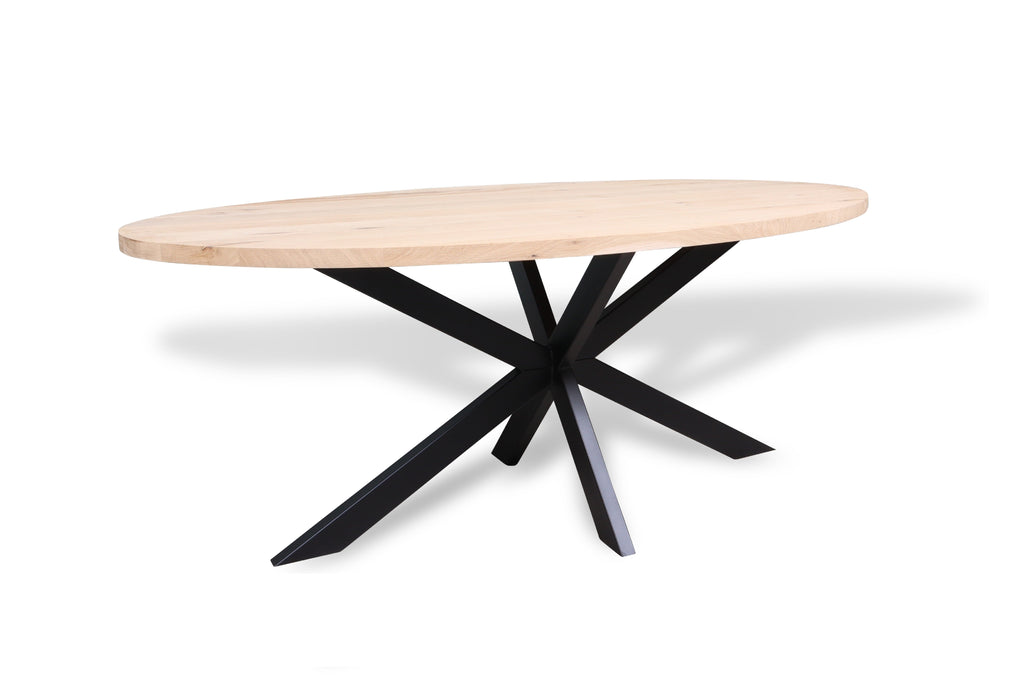 Ovale eiken eettafel Olaf rechte rand