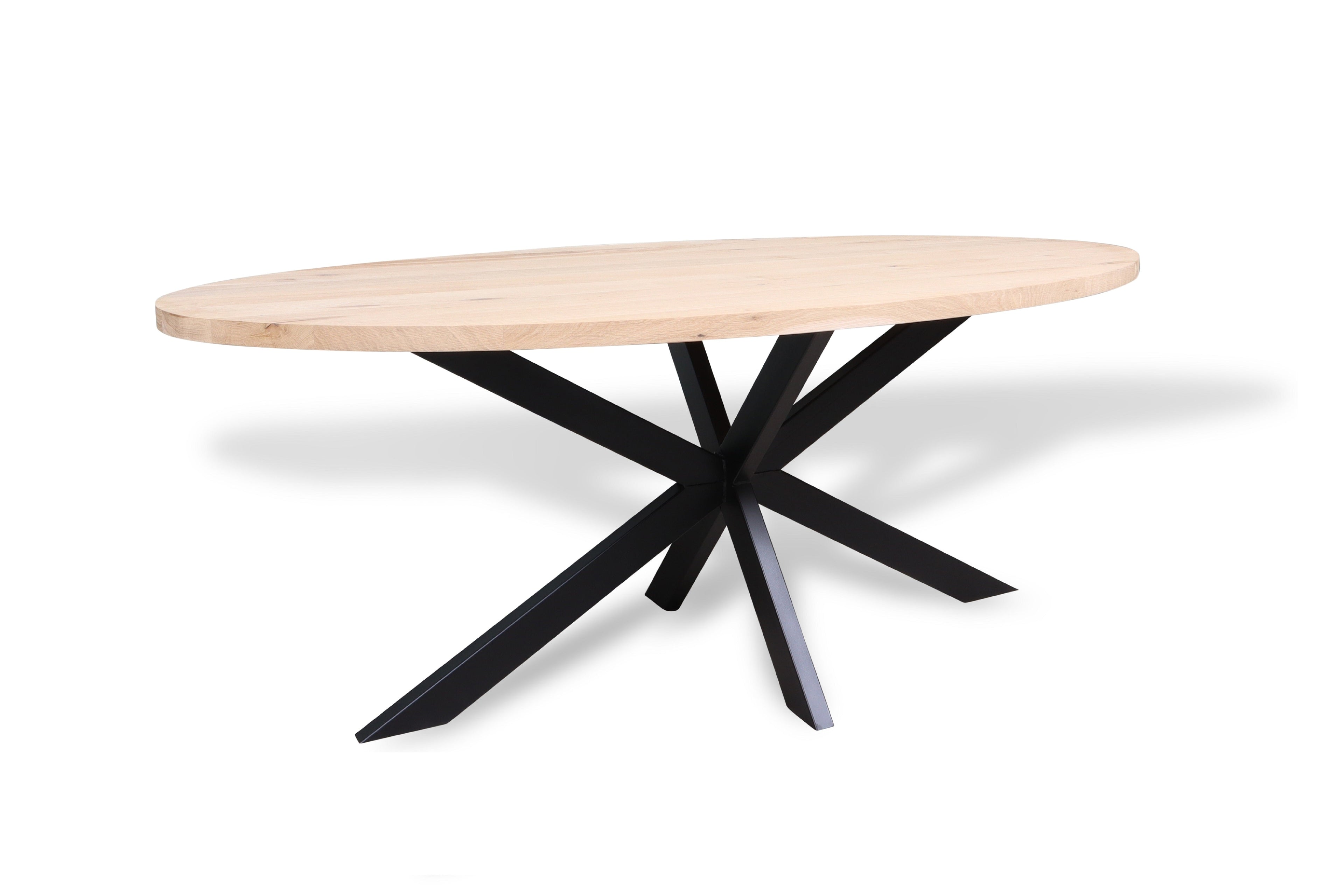 Ovale eiken eettafel Olaf rechte rand