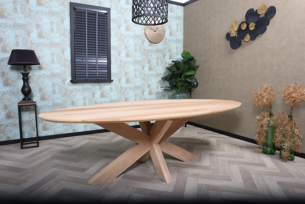 Ovale eiken eettafel Floki facet rand