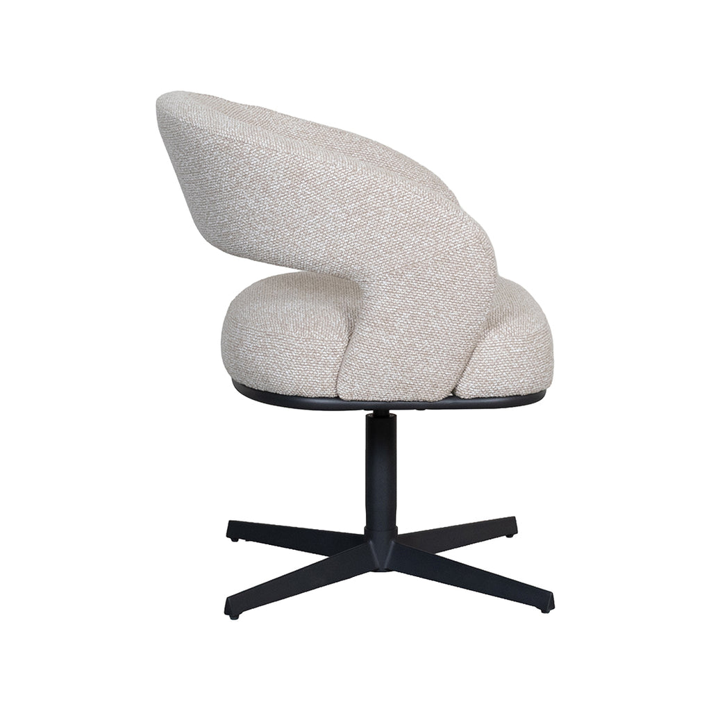 Eetkamerstoel Monaco - Naturel - Royal Boucle - Zwart Metalen Frame