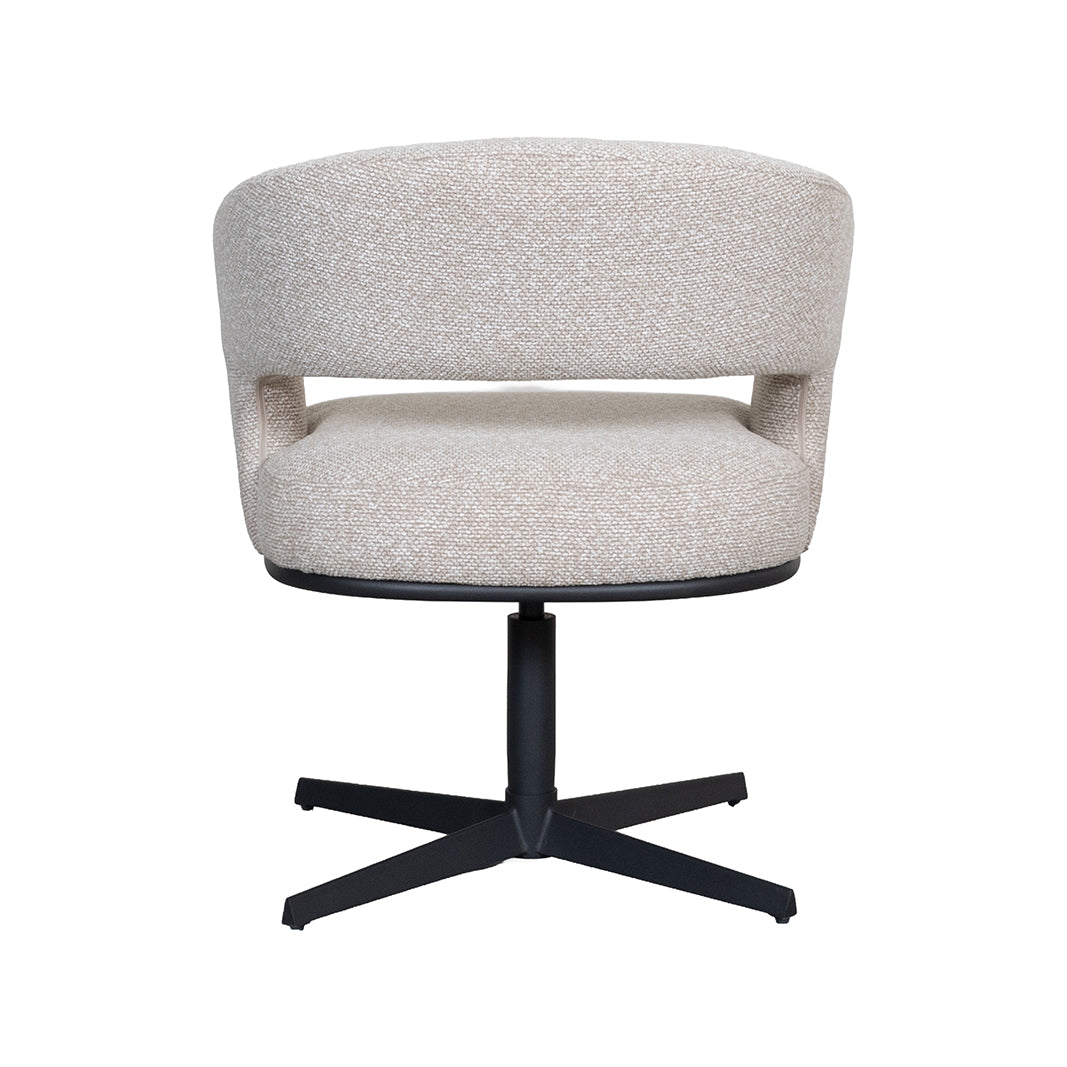 Eetkamerstoel Monaco - Naturel - Royal Boucle - Zwart Metalen Frame