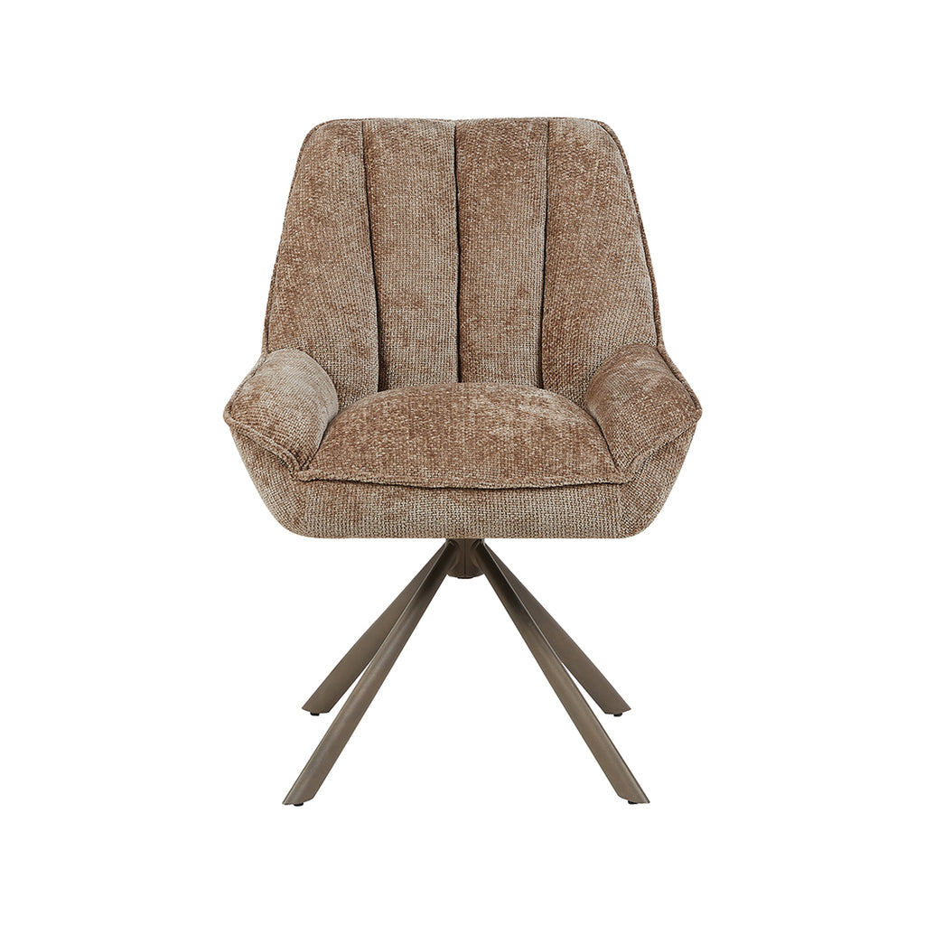 Eetkamerstoel Reims - Taupe - Chenille - Brons Metalen Frame