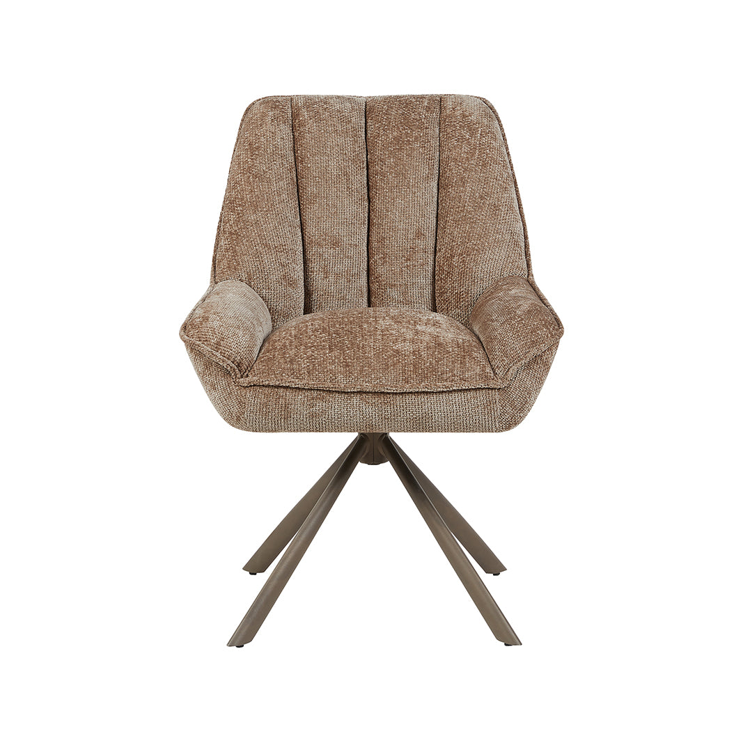 Eetkamerstoel Reims - Taupe - Chenille - Brons Metalen Frame