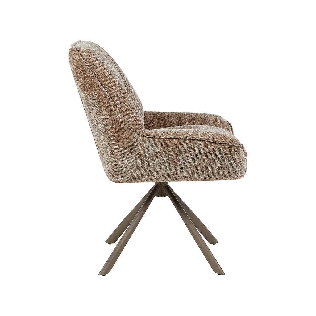 Eetkamerstoel Reims - Taupe - Chenille - Brons Metalen Frame
