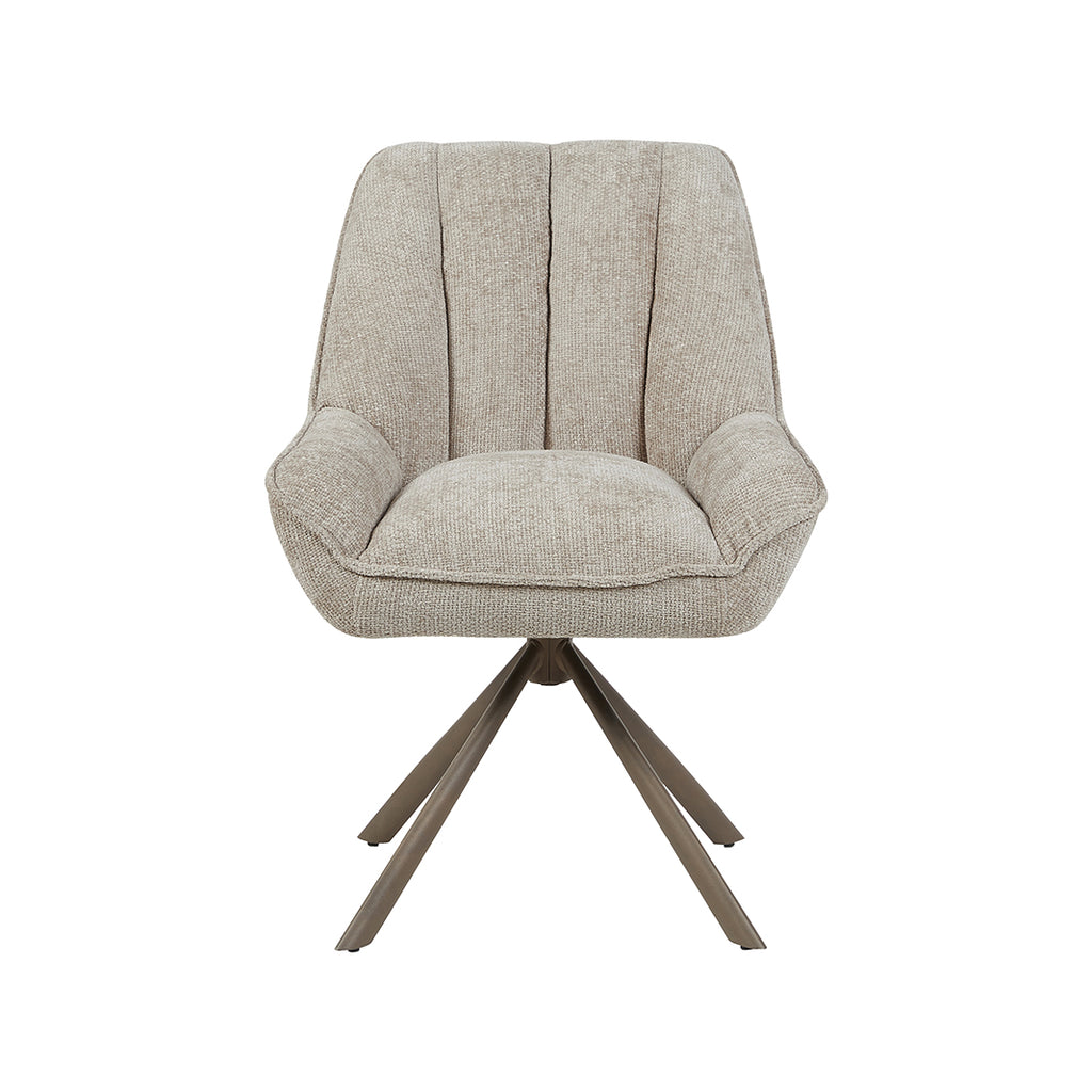 Eetkamerstoel Reims - Naturel - Chenille - Brons Metalen Frame