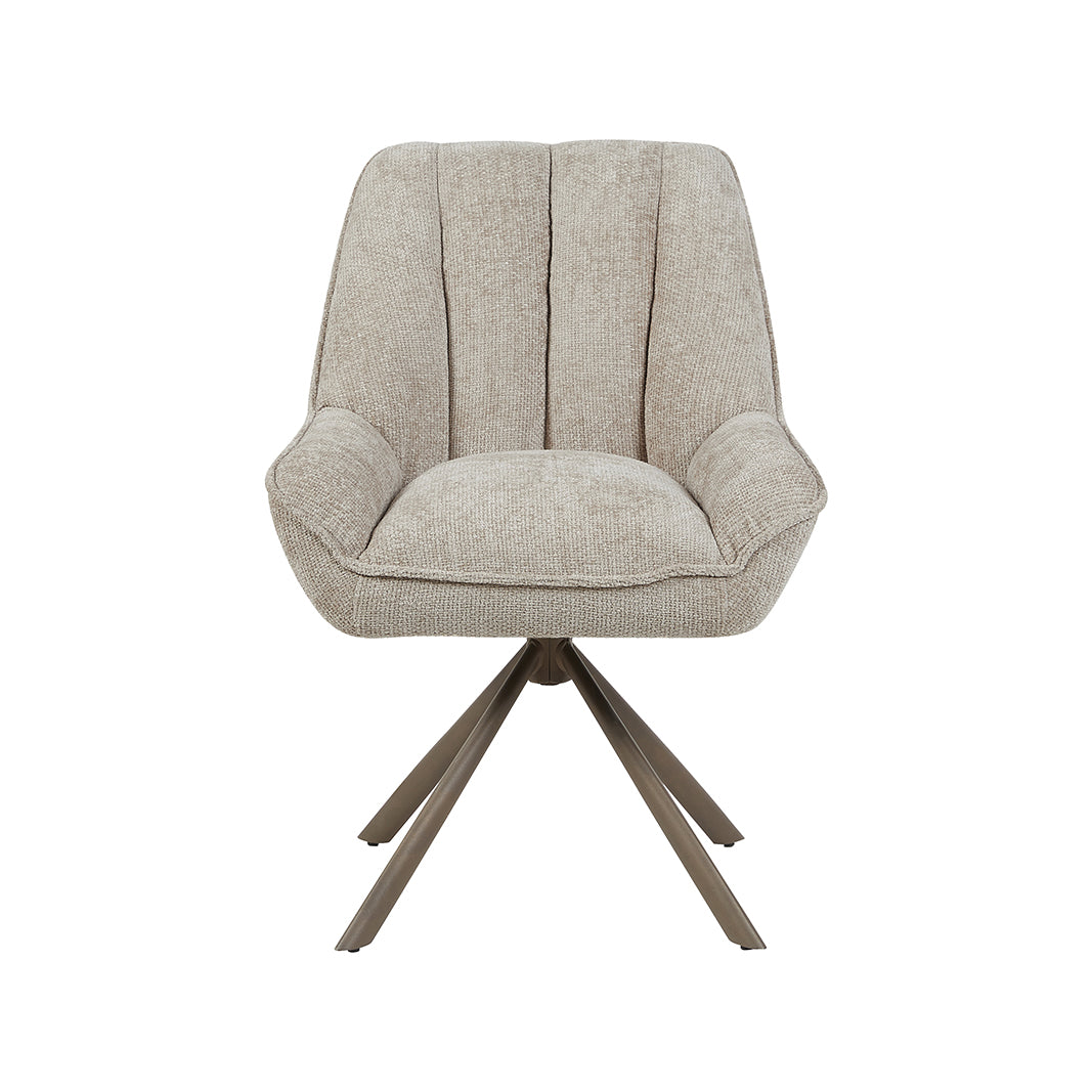 Eetkamerstoel Reims - Naturel - Chenille - Brons Metalen Frame