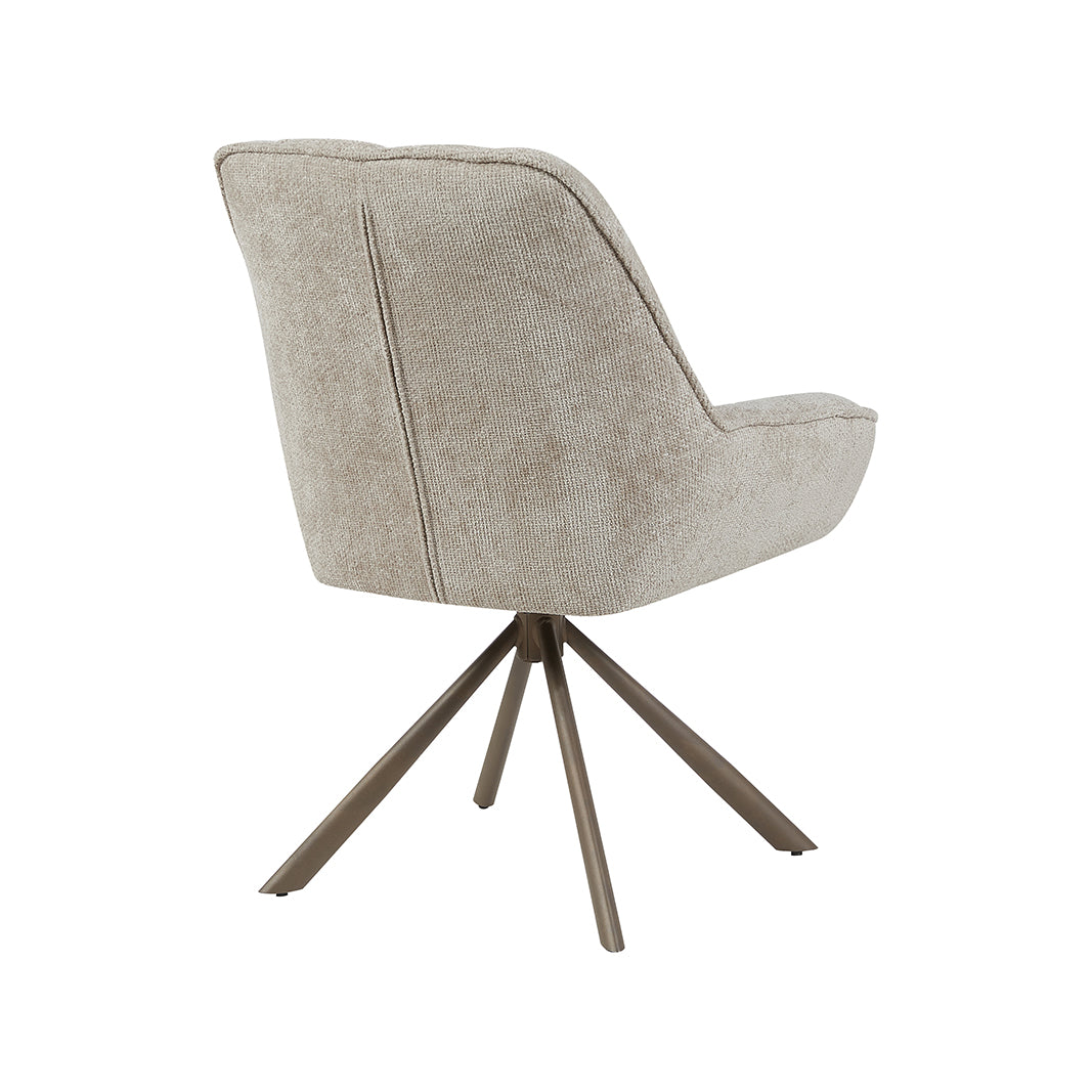 Eetkamerstoel Reims - Naturel - Chenille - Brons Metalen Frame