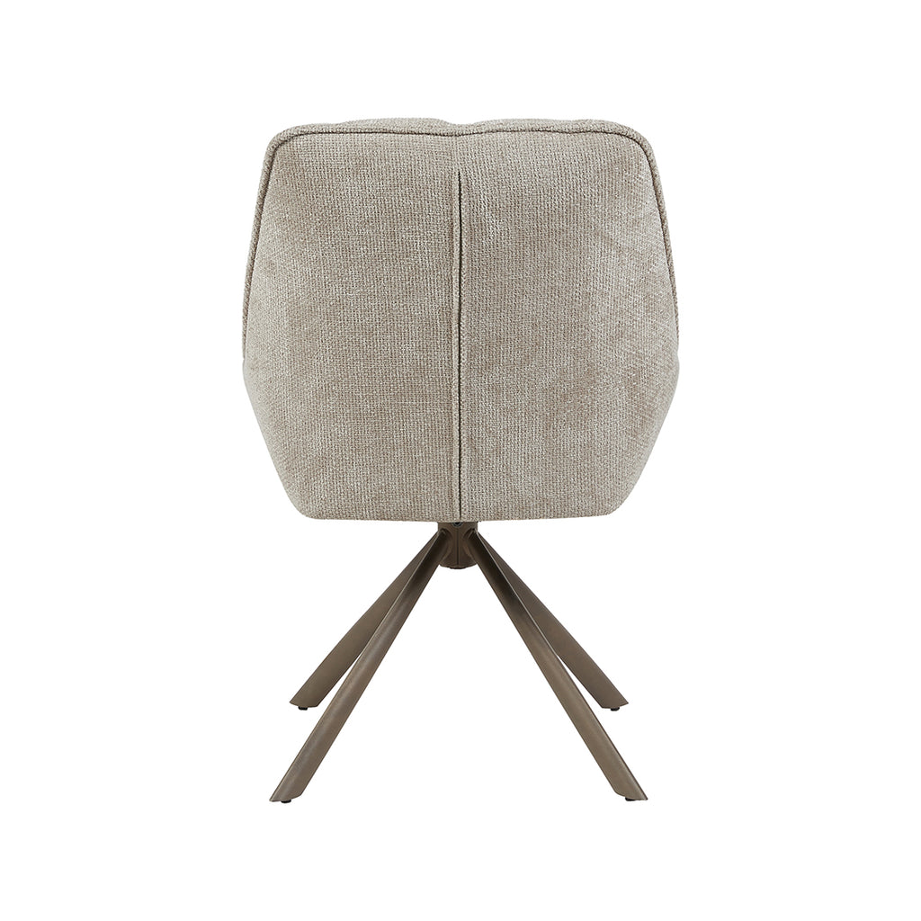 Eetkamerstoel Reims - Naturel - Chenille - Brons Metalen Frame