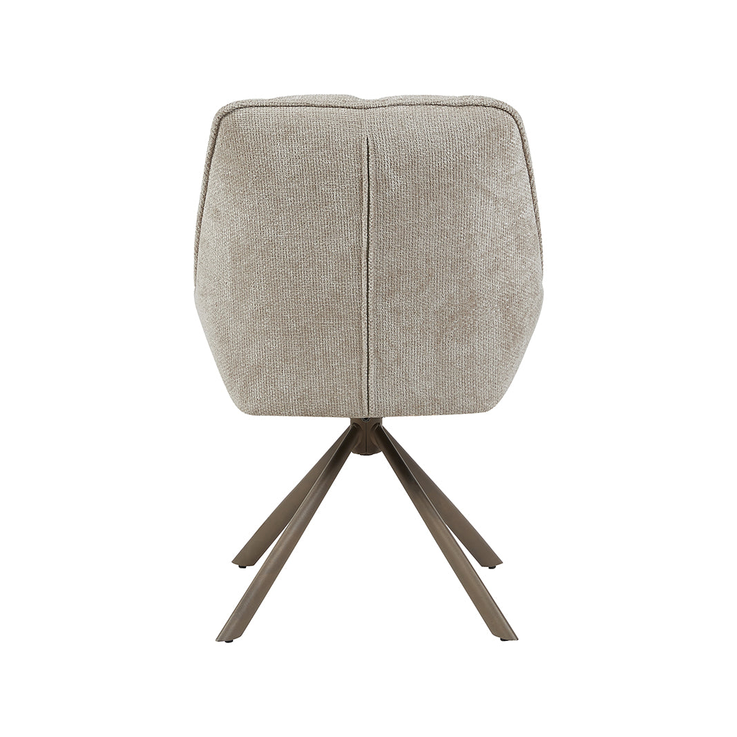 Eetkamerstoel Reims - Naturel - Chenille - Brons Metalen Frame