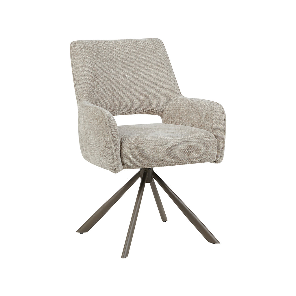 Eetkamerstoel Bergerac - Naturel - Chenille - Brons Metalen Frame