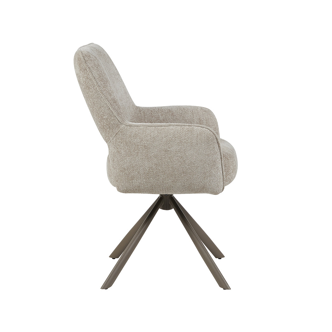 Eetkamerstoel Bergerac - Naturel - Chenille - Brons Metalen Frame