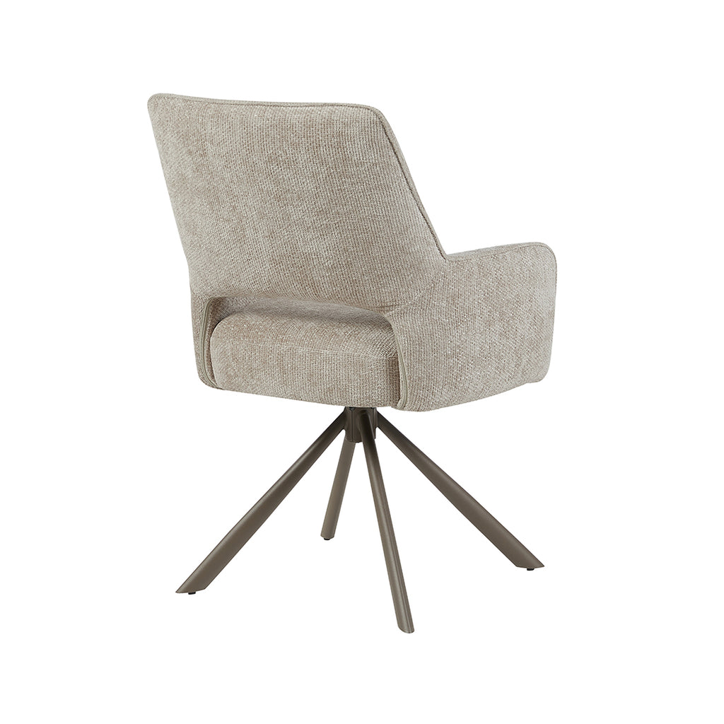 Eetkamerstoel Bergerac - Naturel - Chenille - Brons Metalen Frame