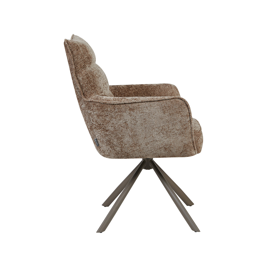 Eetkamerstoel Dubai - Taupe - Haga - Brons Metalen Frame