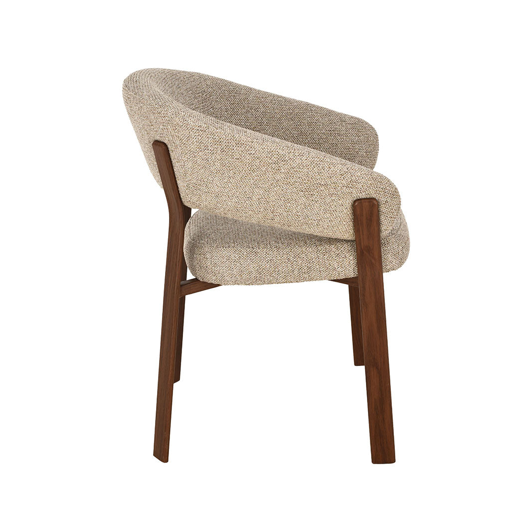 Eetkamerstoel Sato - Beige - Geweven - Walnoot Houten Frame