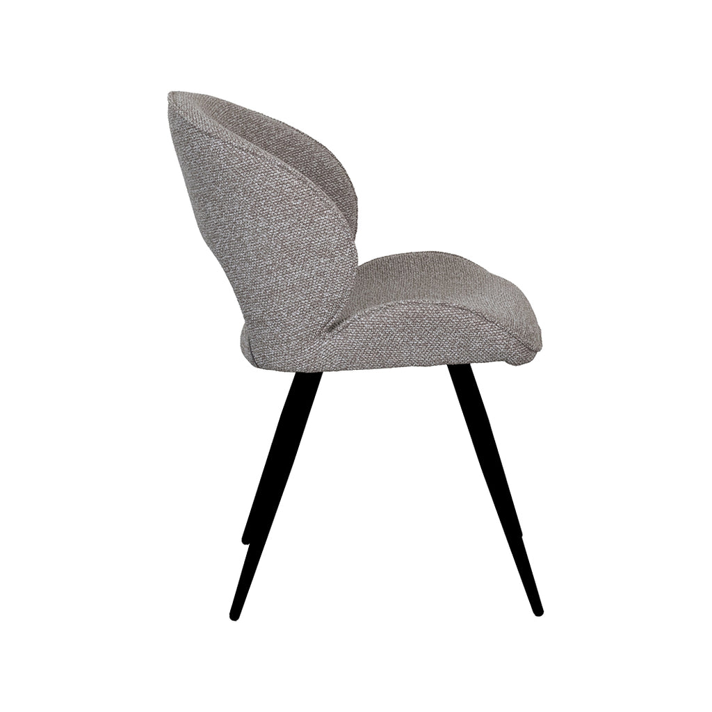 Eetkamerstoel Sakura - Mushroom - Boucle - Zwart Metalen Frame