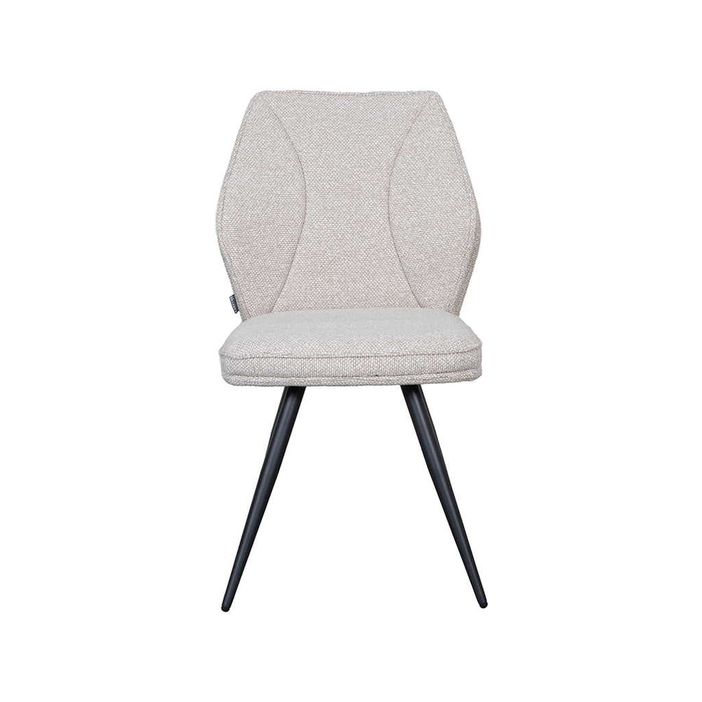 Eetkamerstoel Silvain - Naturel - Boucle - Zwart Metalen Frame