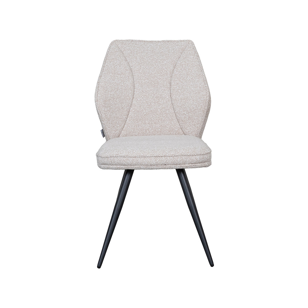 Eetkamerstoel Silvain - Naturel - Boucle - Zwart Metalen Frame