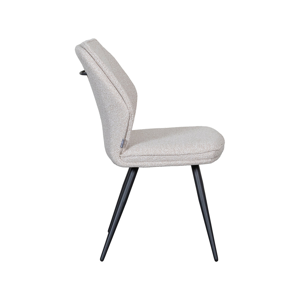 Eetkamerstoel Silvain - Naturel - Boucle - Zwart Metalen Frame
