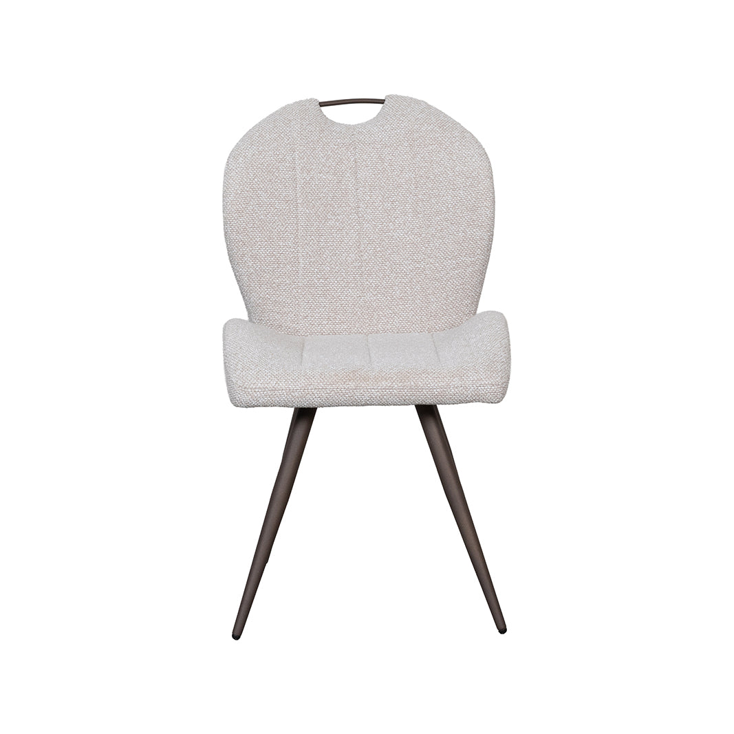 Eetkamerstoel Silly - Naturel - Boucle - Brons Metalen Frame