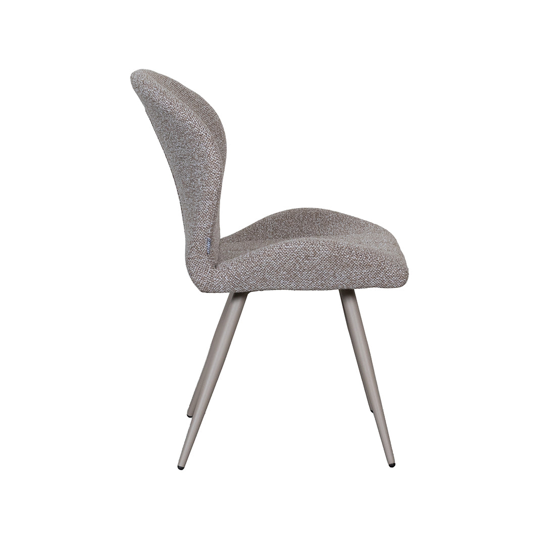 Eetkamerstoel Sil - Mushroom - Boucle - Taupe Metalen Frame