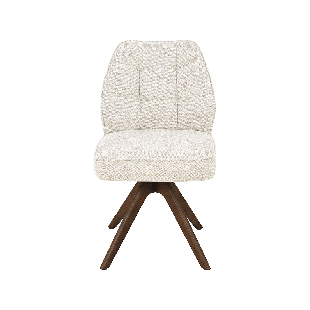 Eetkamerstoel Yuto - Beige - Geweven - Walnoot Houten Frame