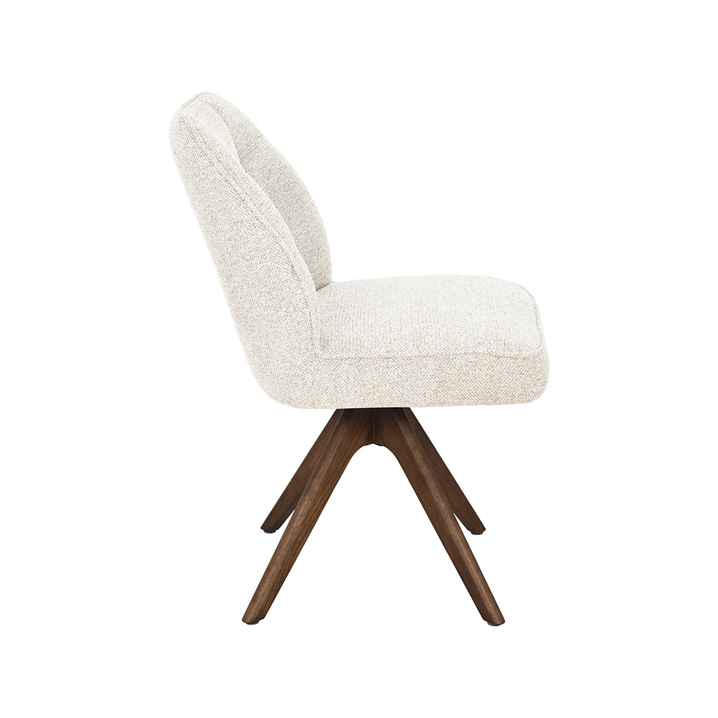 Eetkamerstoel Yuto - Beige - Geweven - Walnoot Houten Frame