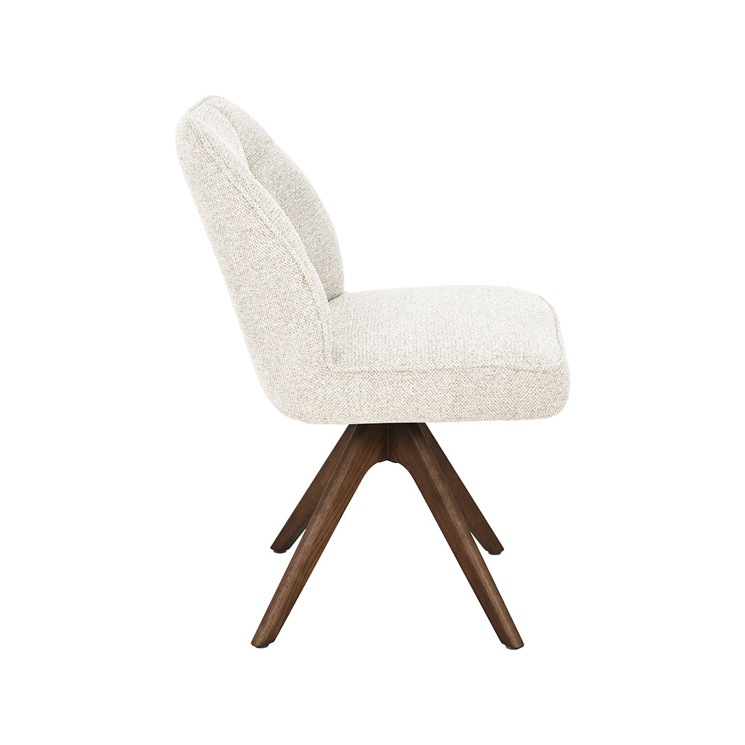 Eetkamerstoel Yuto - Beige - Geweven - Walnoot Houten Frame