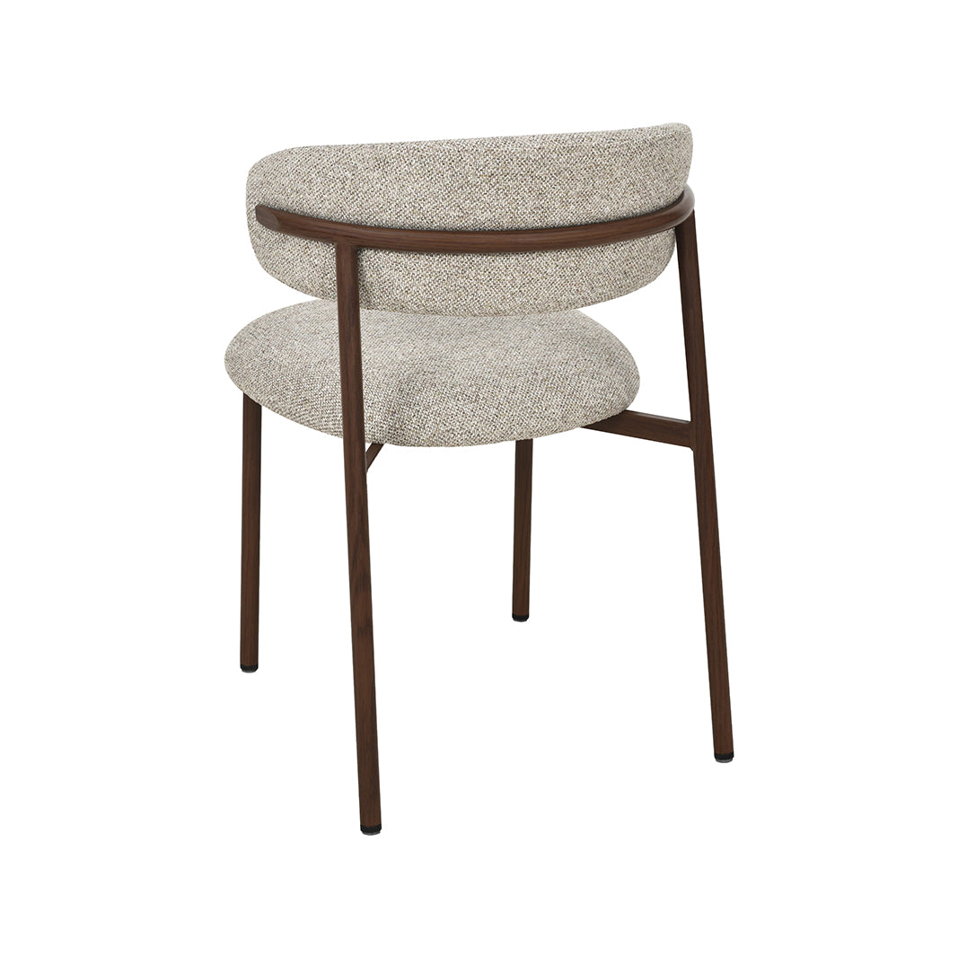Eetkamerstoel Kaito - Beige - Geweven - Walnoot Houten Frame
