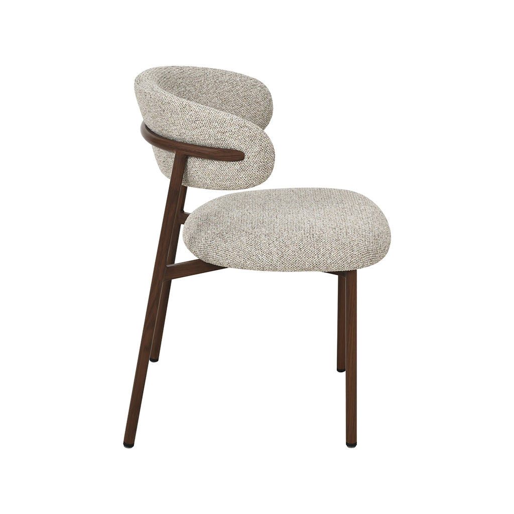 Eetkamerstoel Kaito - Beige - Geweven - Walnoot Houten Frame