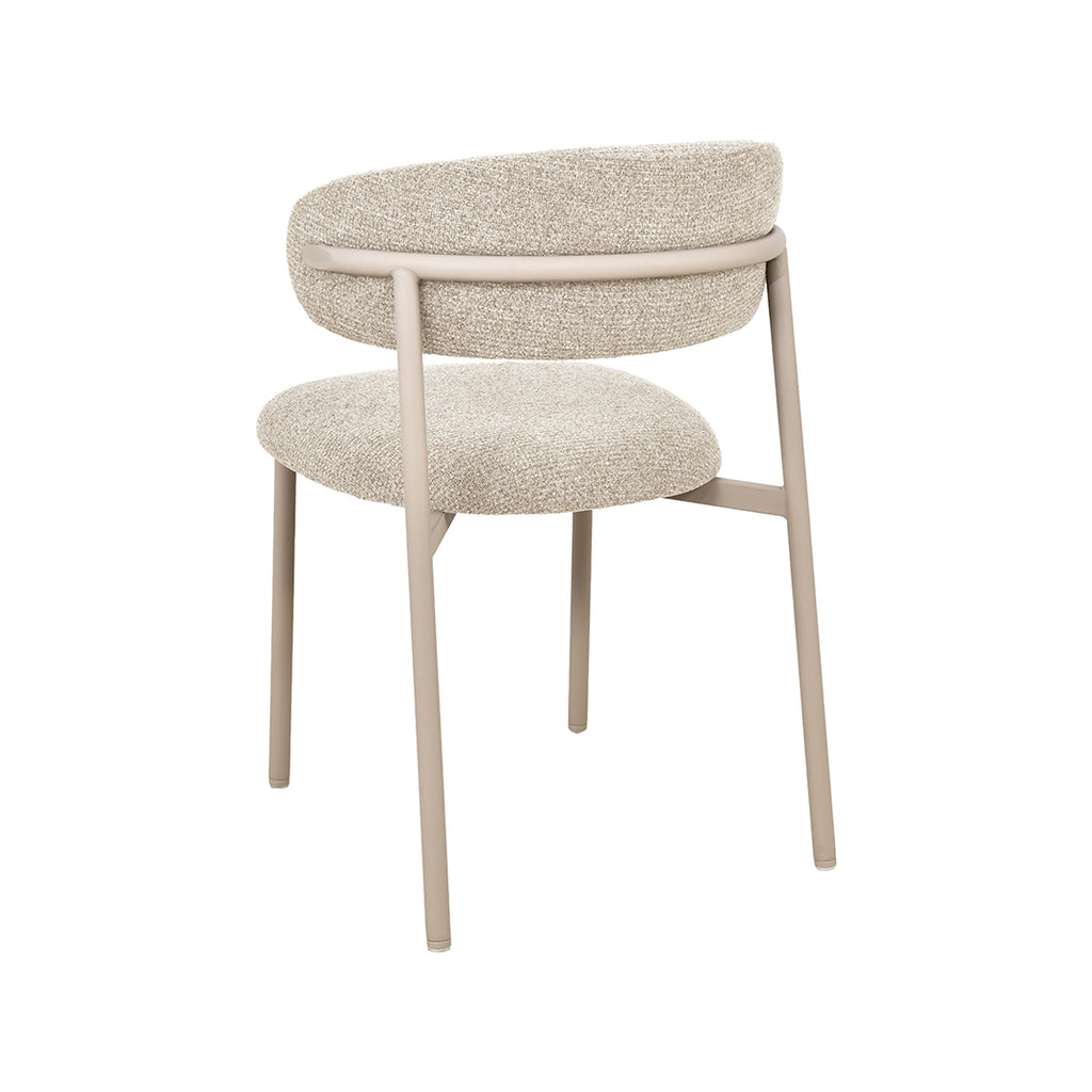 Eetkamerstoel Kaito - Beige - Geweven - Beige Metalen Frame