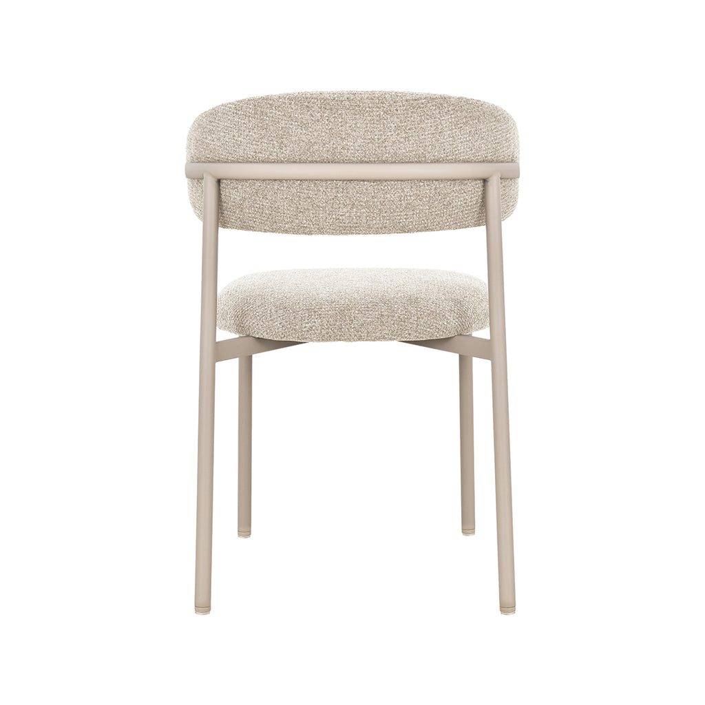 Eetkamerstoel Kaito - Beige - Geweven - Beige Metalen Frame