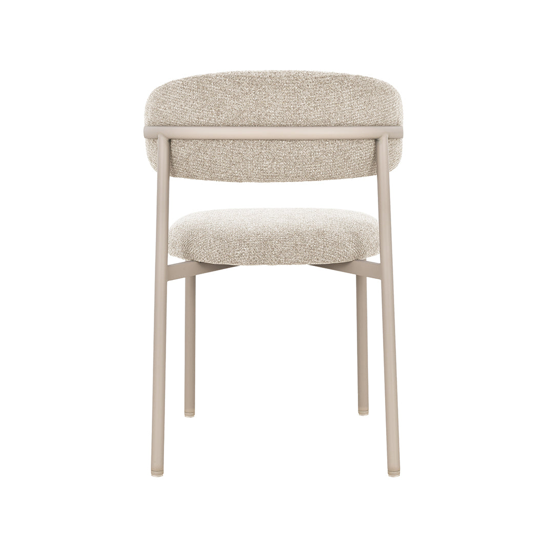 Eetkamerstoel Kaito - Beige - Geweven - Beige Metalen Frame