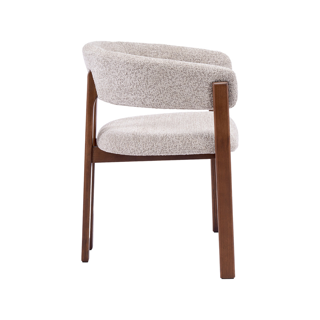 Eetkamerstoel Osaka - Beige - Geweven - Walnoot Houten Frame