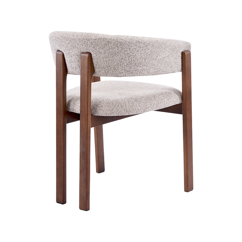 Eetkamerstoel Osaka - Beige - Geweven - Walnoot Houten Frame