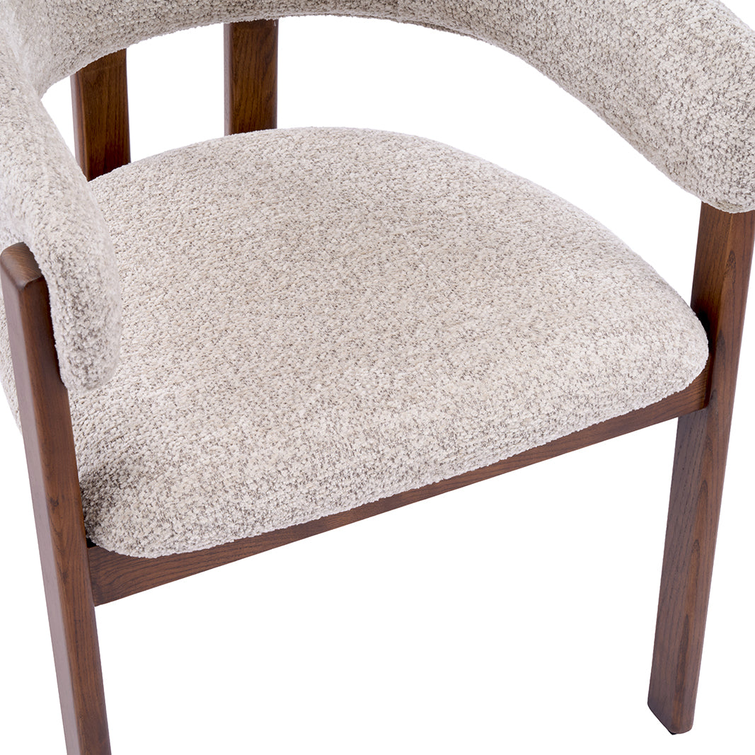 Eetkamerstoel Osaka - Beige - Geweven - Walnoot Houten Frame